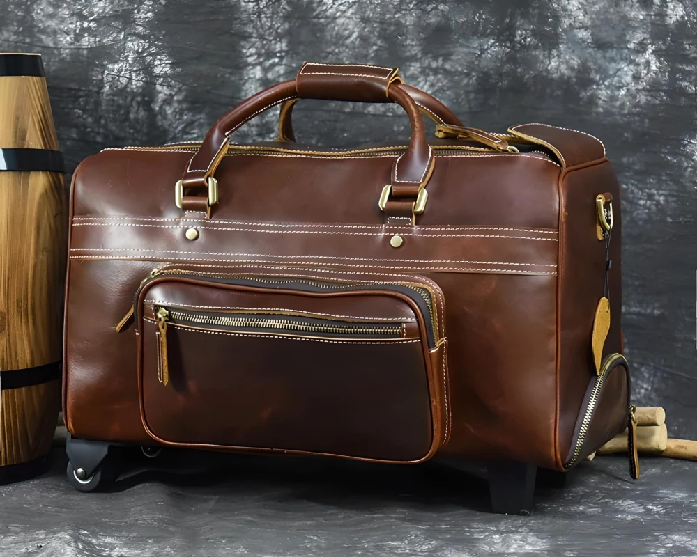 mens leather carry on bag